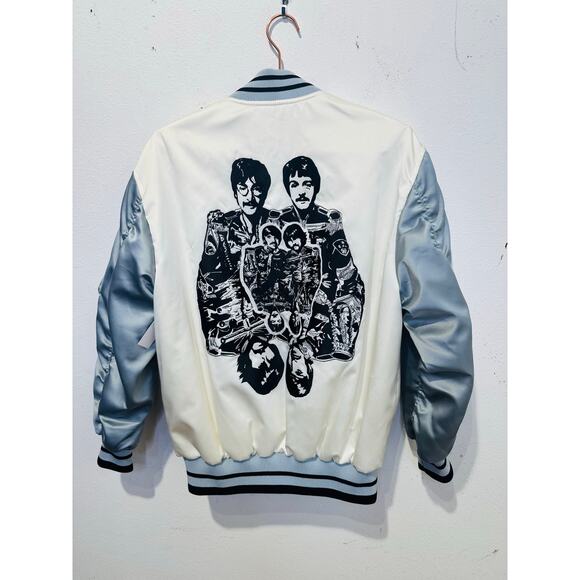 STELLA MCCARTNEY White The Beatles Get Back Embroidered Satin Bomber Jacket XS - Picture 14 of 16